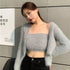 Two-Piece Camisole Knitted Vest with Long Sleeve Cropped Cardigan